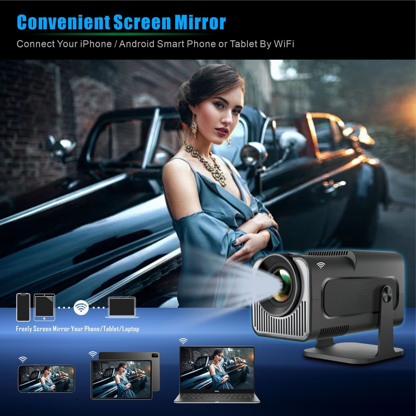HY320 - Portable Smart Projector (Native 720P) with Wifi
